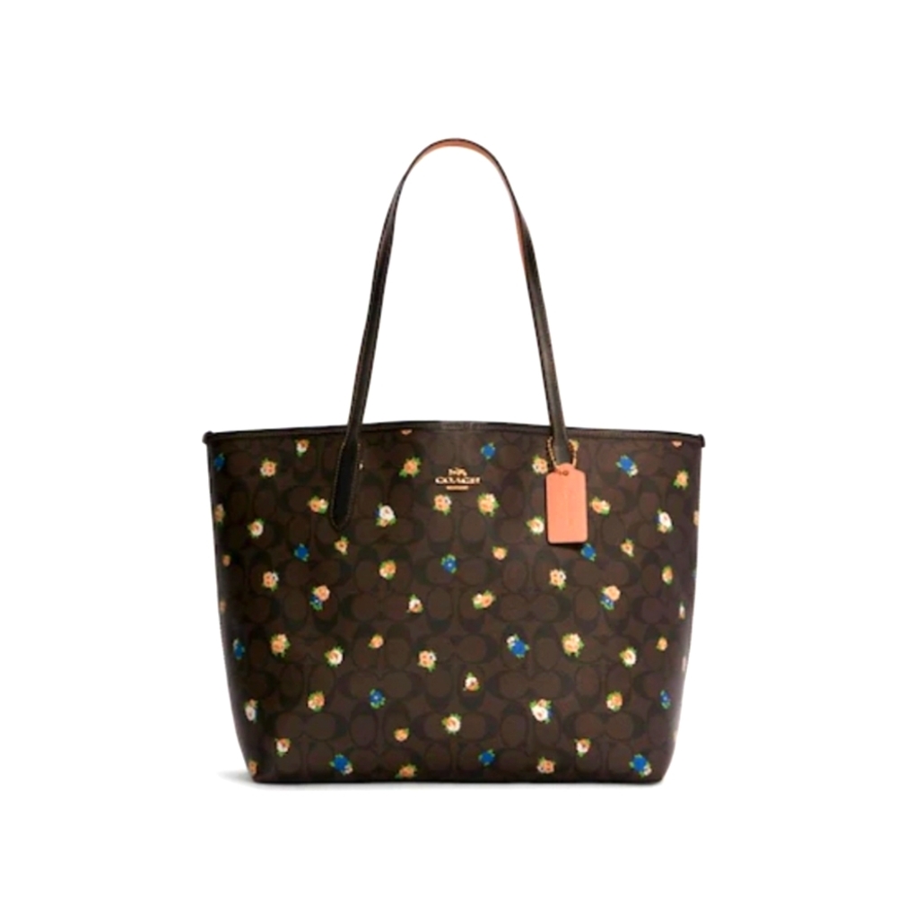 Coach City Tote In Signature Canvas With Vintage M